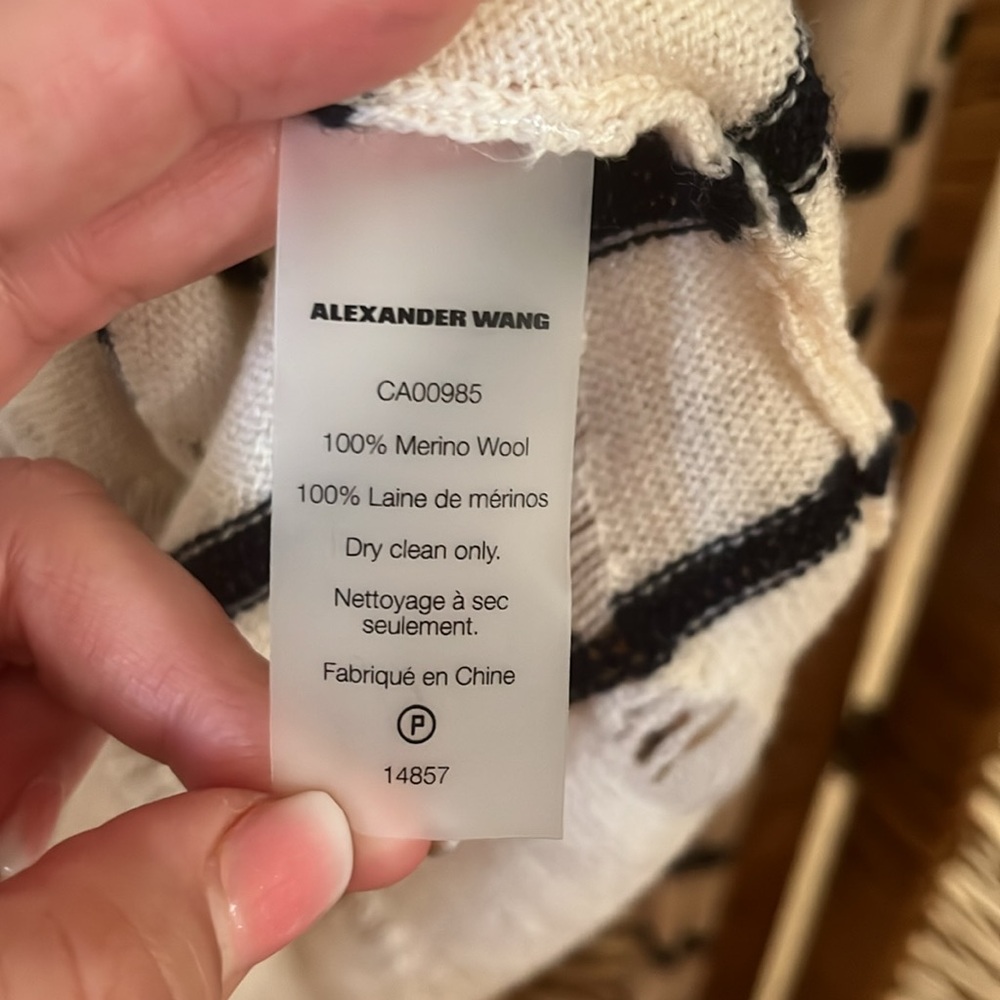 T Alexander Wang Destroyed Stripe Top 100% Merino… - image 7
